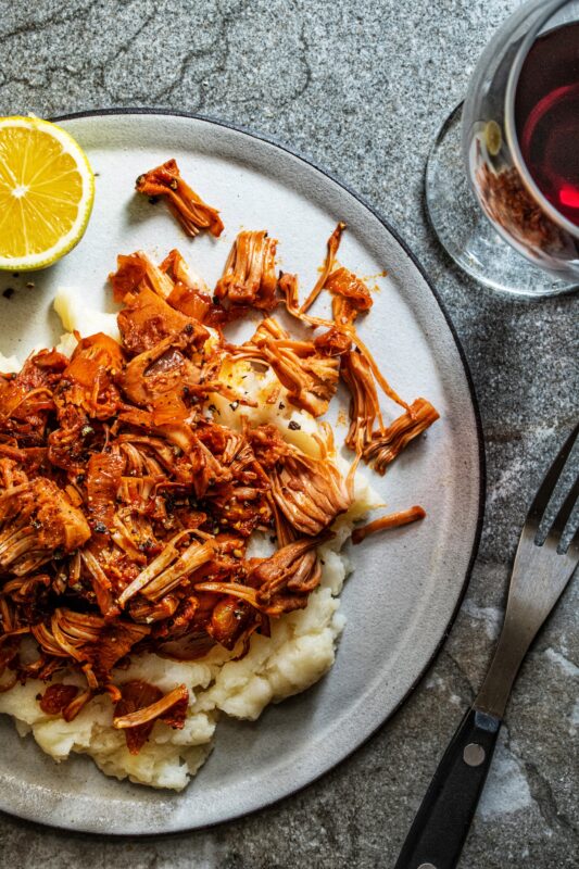 Jackfruit Brisket on potatoes