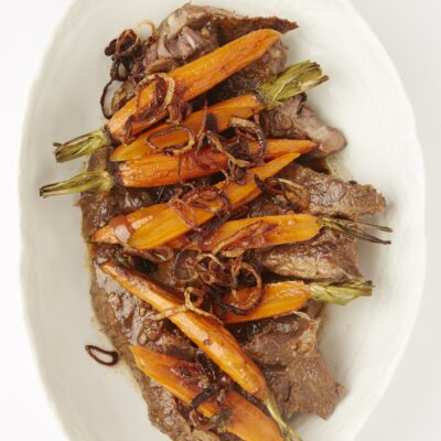 Braised pot roast with crispy shallots