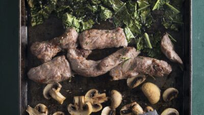 Sheet Pan Steak with White Beans