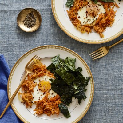 Sweet Potato Latke Rosti with Kale and Eggs