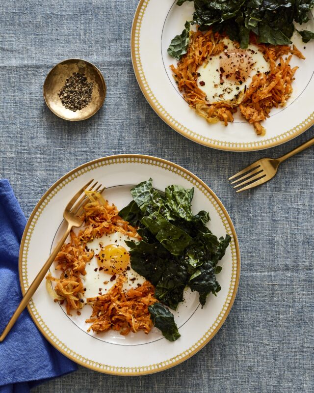 Sweet Potato Latke Rosti with Kale and Eggs