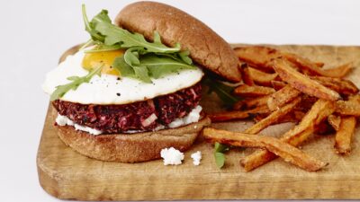 beet and egg veggie burgers