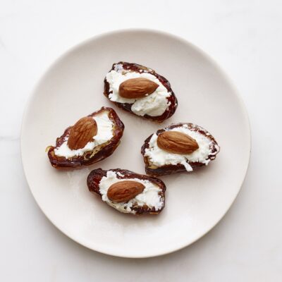 dates with goat cheese and almond snack