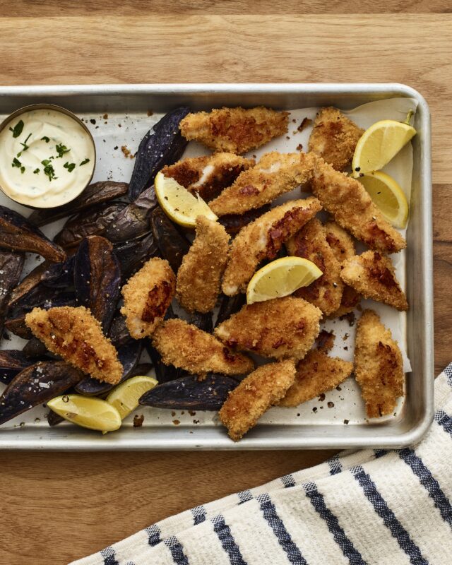 sheet pan fish and chips fish sticks