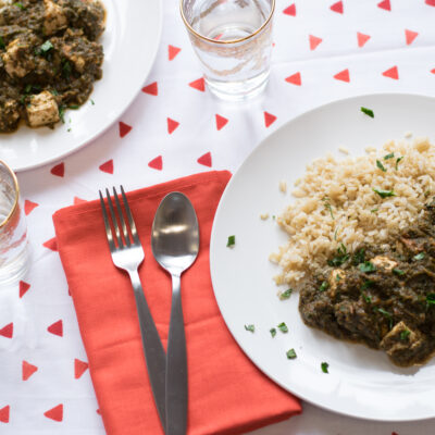 Indian spinach curry with tofu