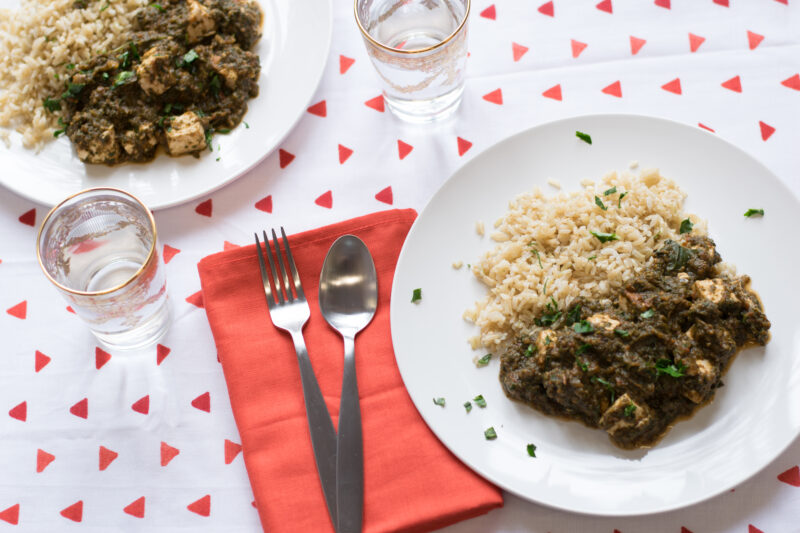 Indian spinach curry with tofu
