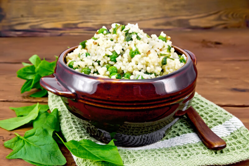 Israeli Couscous with Spinach