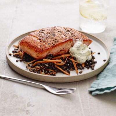 one pot salmon with lentils