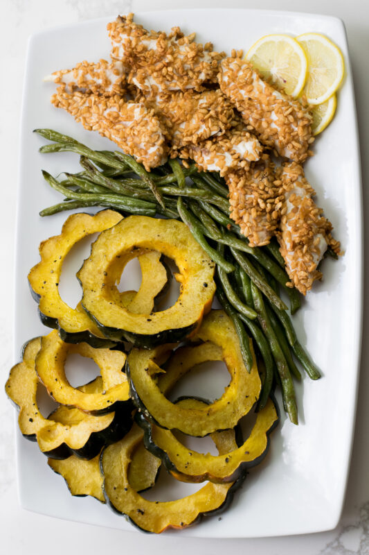 rice crispy fish sticks sheet pan dinner