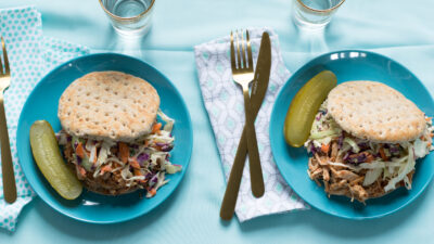 slow cooker BBQ Pulled Chicken with Coconut Slaw
