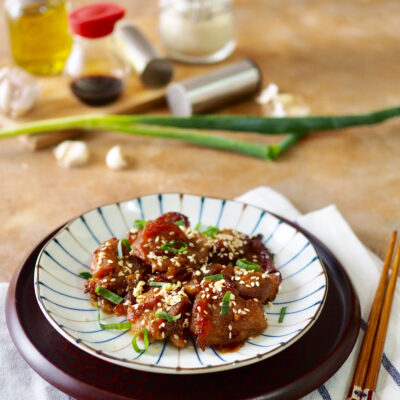 Soy Chicken Thighs with Zucchini and Rice