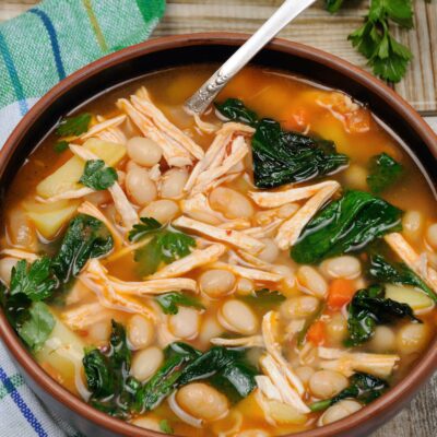 white bean spinach stew