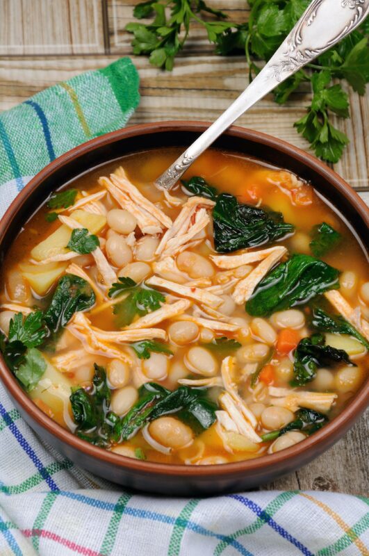 white bean spinach stew