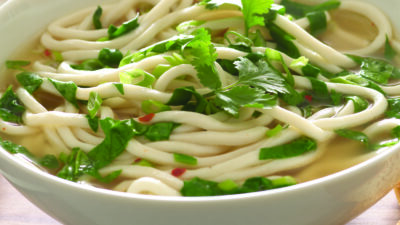 Spicy Spinach Miso Soup with Udon Noodles