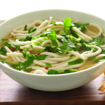Spicy Spinach Miso Soup with Udon Noodles