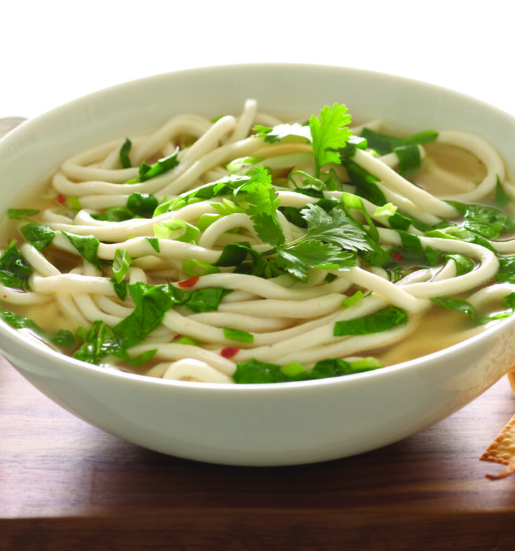 Spicy Spinach Miso Soup with Udon Noodles