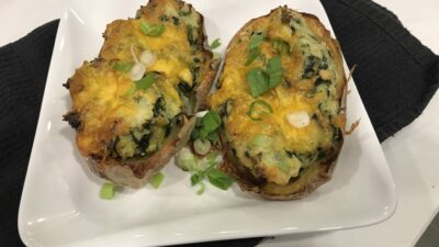 Garlic Spinach Twice Baked Potatoes