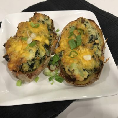 Garlic Spinach Twice Baked Potatoes