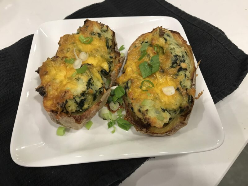 Garlic Spinach Twice Baked Potatoes