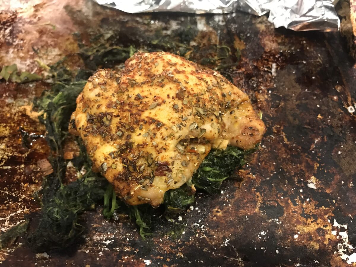 Sheet Pan Italian Crispy Chicken and Spinach