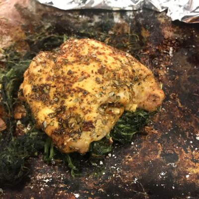Sheet Pan Italian Crispy Chicken and Spinach