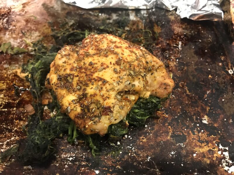 Sheet Pan Italian Crispy Chicken and Spinach