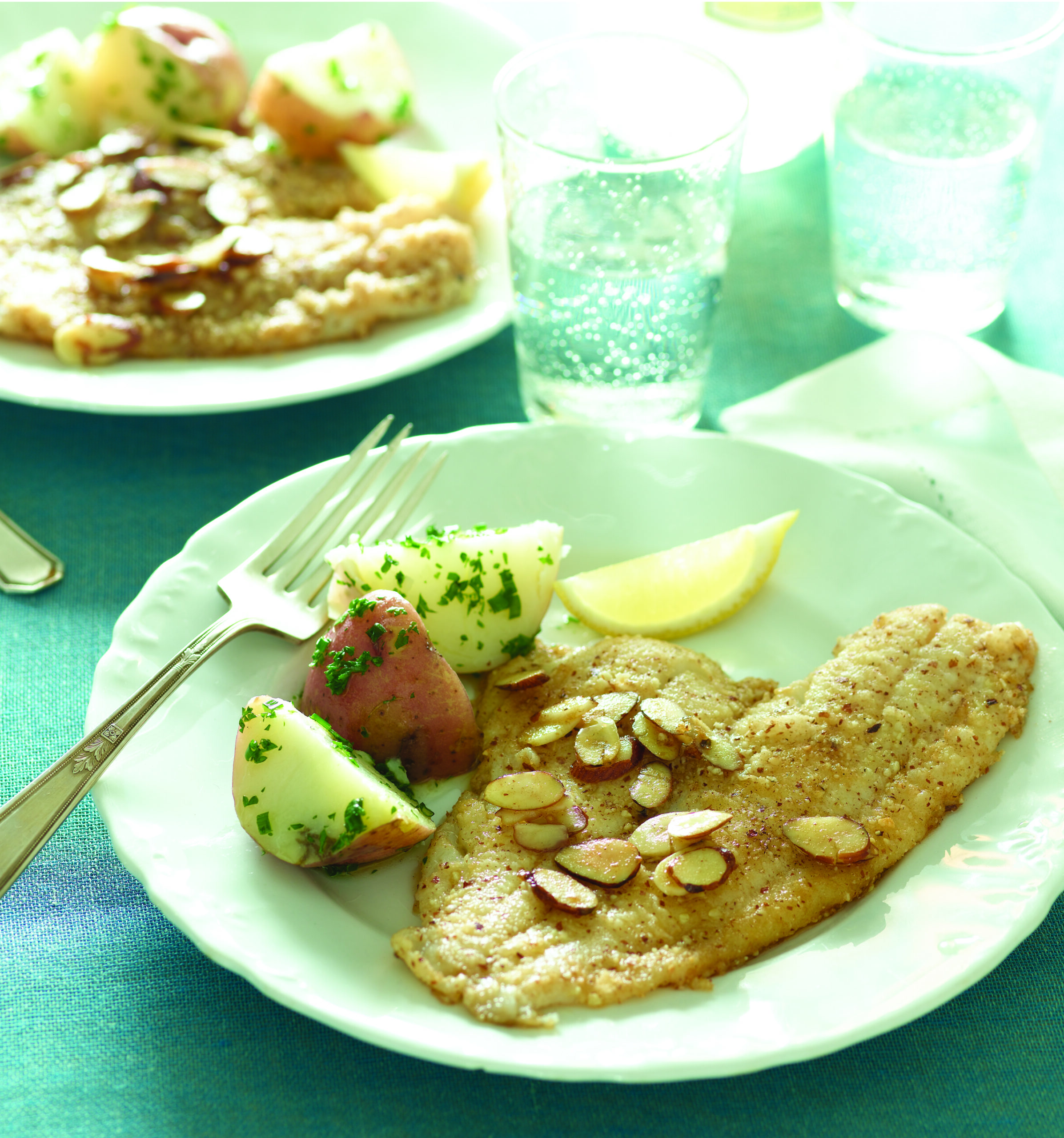 Sole Amandine with Potatoes and Green Bean Sheet Pan Dinner