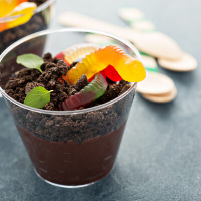 Worms in dirt chocolate mousse